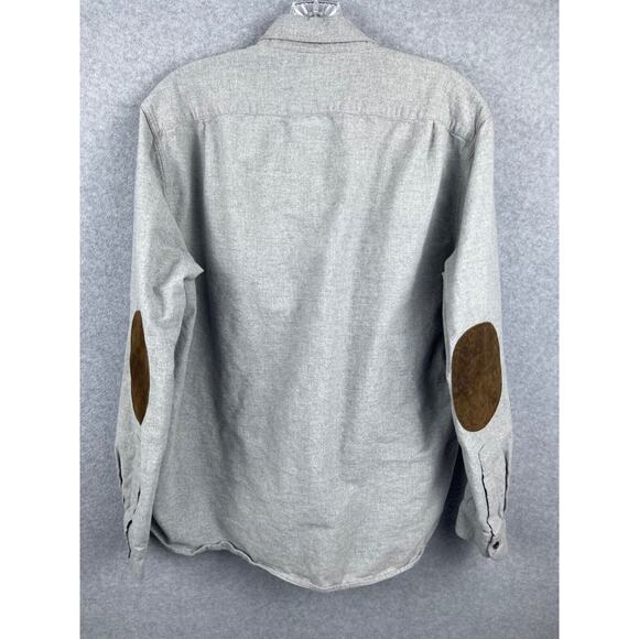 J Crew Shirt Men's L Gray Long Sleeve Button Down Elbow Pads Canvas Casual - Picture 5 of 10